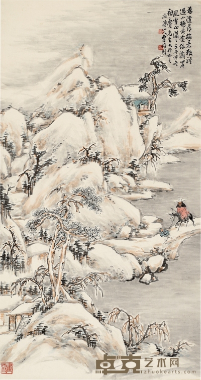 曹筱园 灞桥风雪图 75×39.5cm