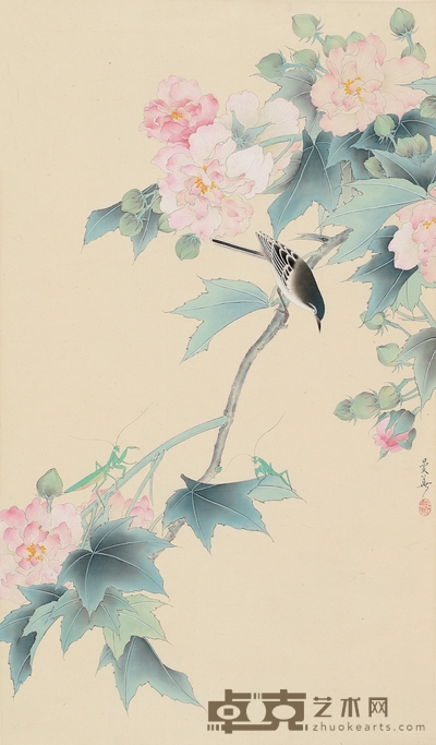 杜曼华 芙蓉小鸟图 82×47.5cm