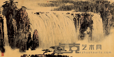 李明久 镜泊春雨图 66cm×128cm 约7.6 平尺