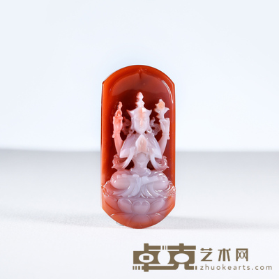 高新亚  南红四臂观音牌 5.6×2.6×1.3cm 31g