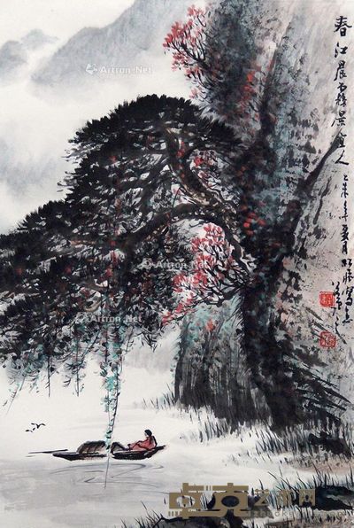 谢松飞 山水人物 69×46cm