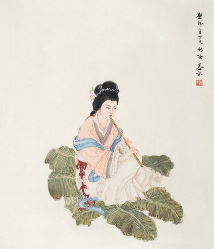 邓芬 吹笛仕女