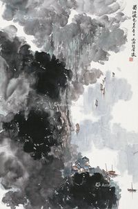 宋文治 蜀江晓色