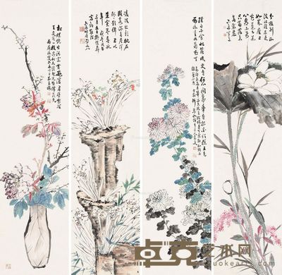 释达受 花卉 106×27cm×4