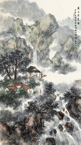 傅益瑶 溪山消夏图