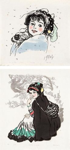 阿鸽 少女版画