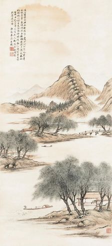 秦仪 柳溪渔艇图