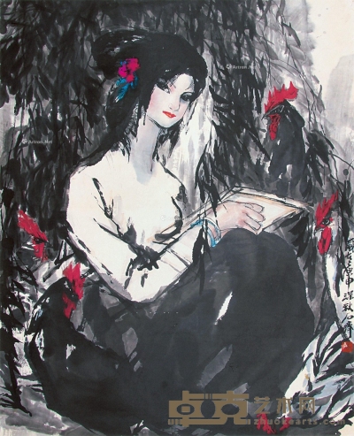 石齐     1980年作 读书少女 86×70cm