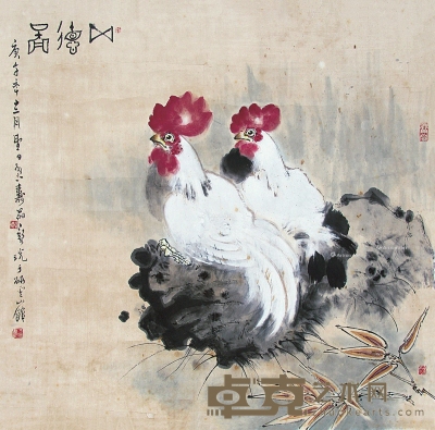 郑乃珖     1990年作 五德图 68×68cm