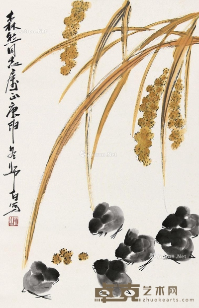 娄师白     雏鸡 68×44cm