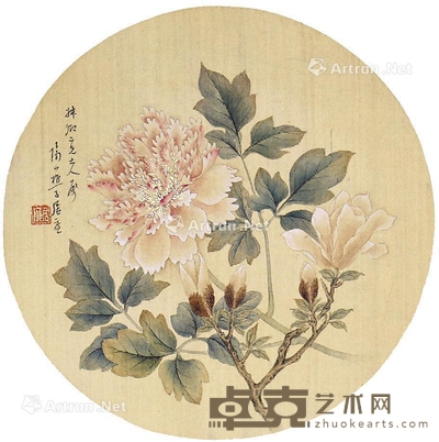 居廉 花卉 24×24cm