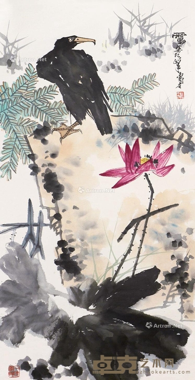 潘天寿     花鸟 137×67cm