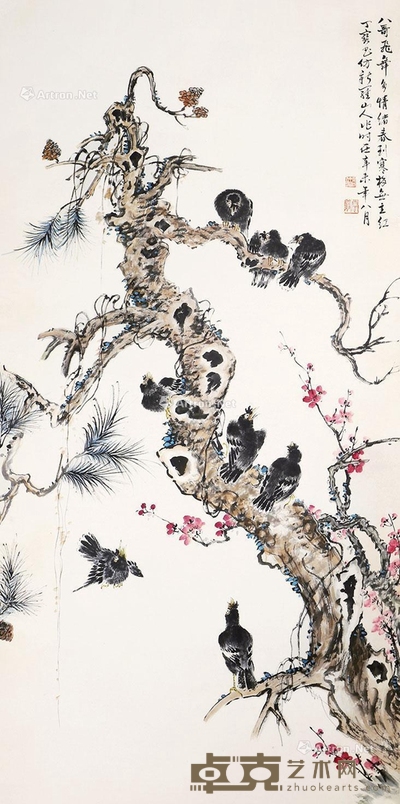 丁宝书     花鸟 135×67cm