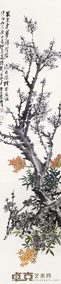 彭玉麟     花卉 180×40cm
