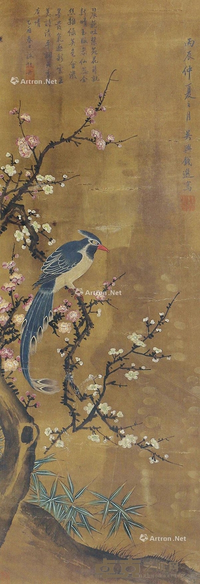 钱选 花鸟 100×35cm
