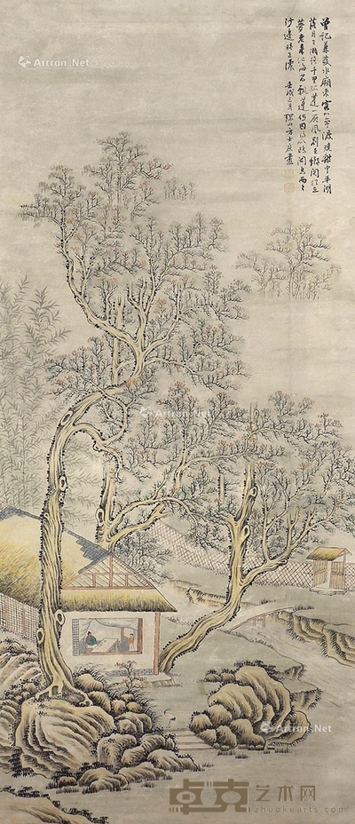方士庶 山水 130×56cm