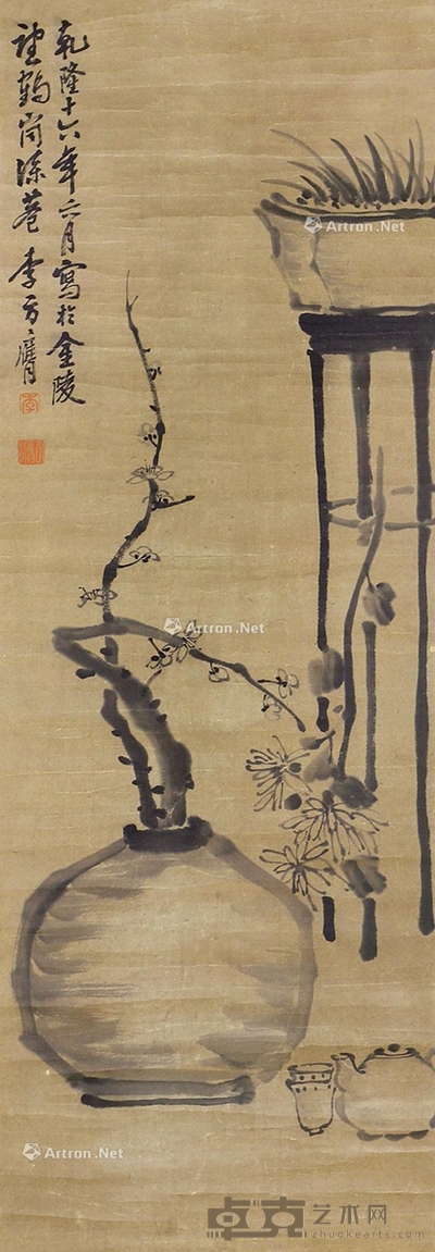 李方膺 博古 98×34cm