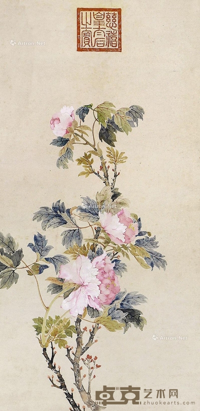 慈禧太后 花卉 109×53cm