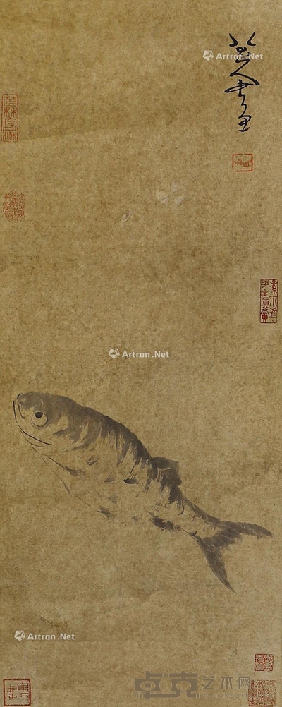八大山人 鱼乐图 68×27cm
