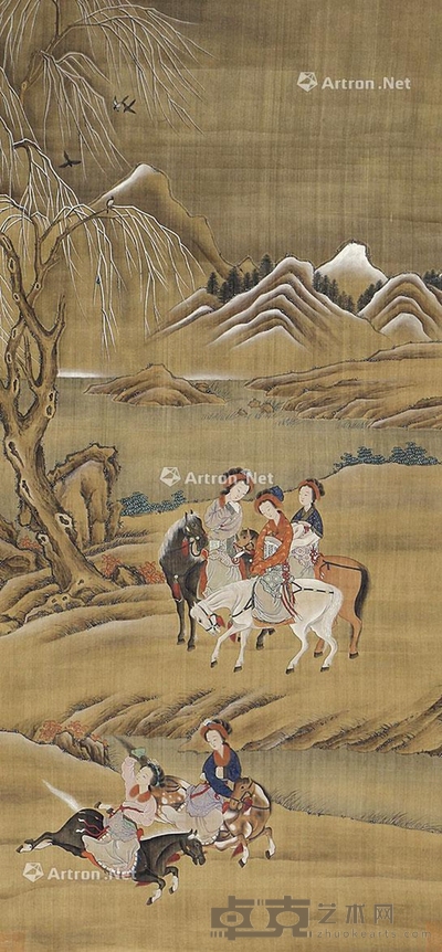 佚名 山水人物 99×47cm
