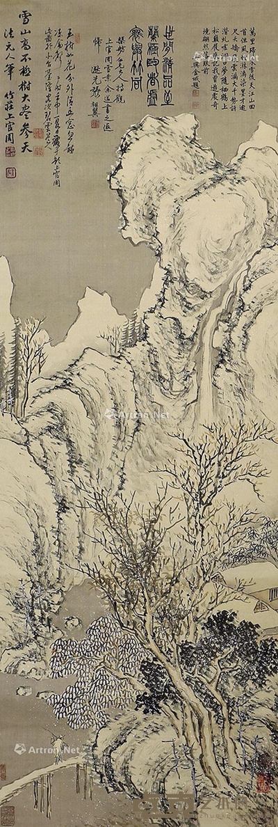 上官周 山水雪景 144×49cm