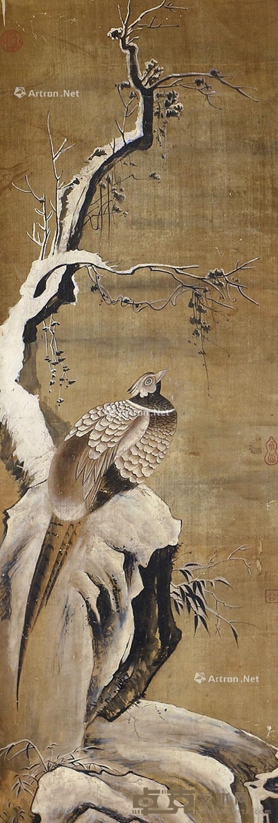 佚名 花鸟 110×37cm