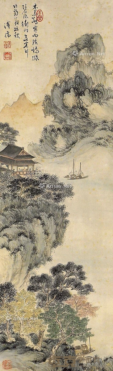 溥儒 山水 71×22cm