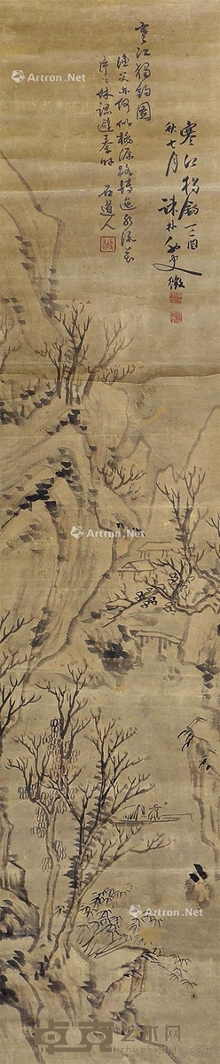 石溪 山水 127×28cm