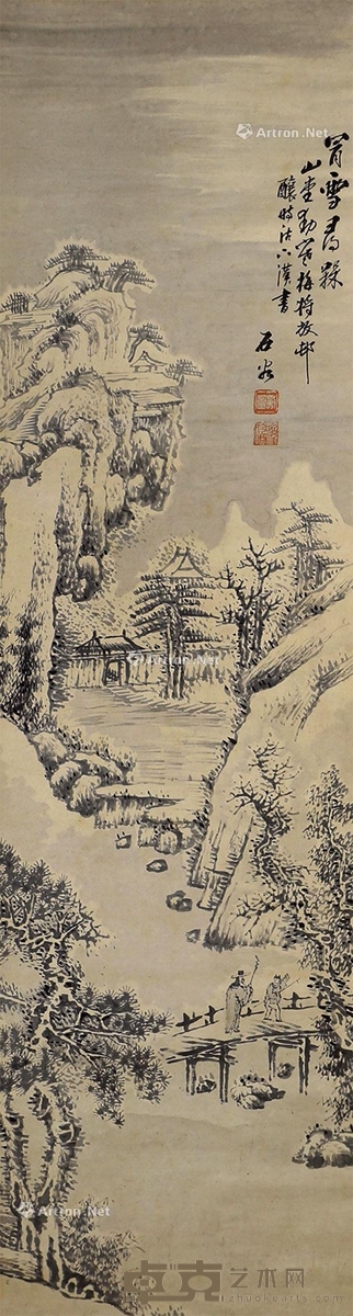 石谷 山水 143×39cm