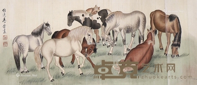 马晋 群马图 31×72cm