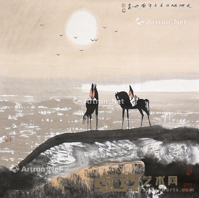 白庚延 大河旭日 69×69cm