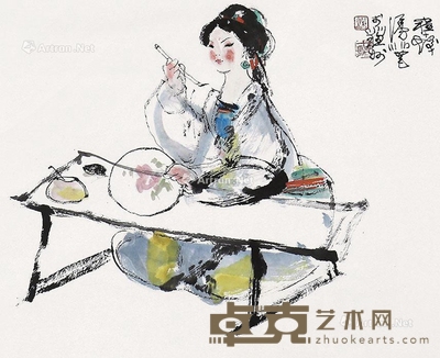 程十发     仕女图 48×54cm