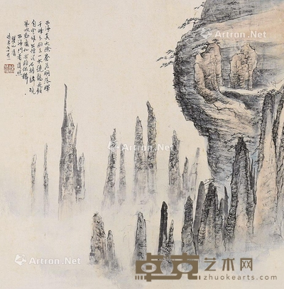 梅清     山水 38×38cm