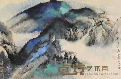 张大千 泼彩山水 24×38cm