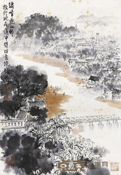 钱松嵒     绿嶂绕三邨 39×27cm