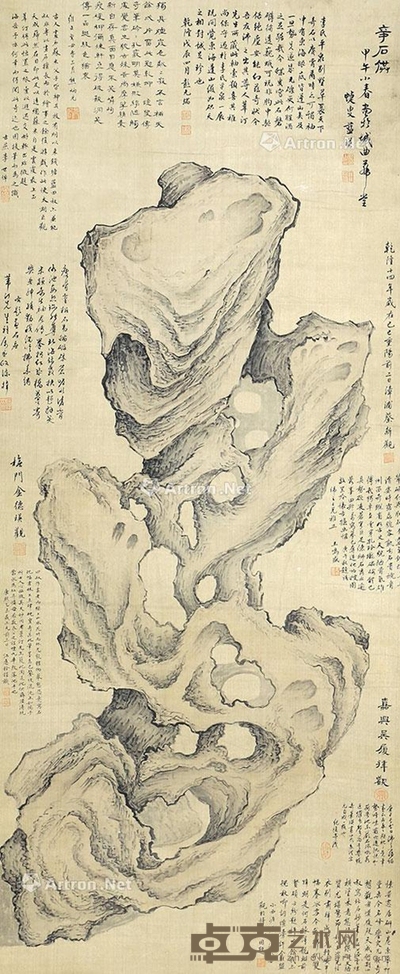 蓝瑛     奇石图 105×42cm