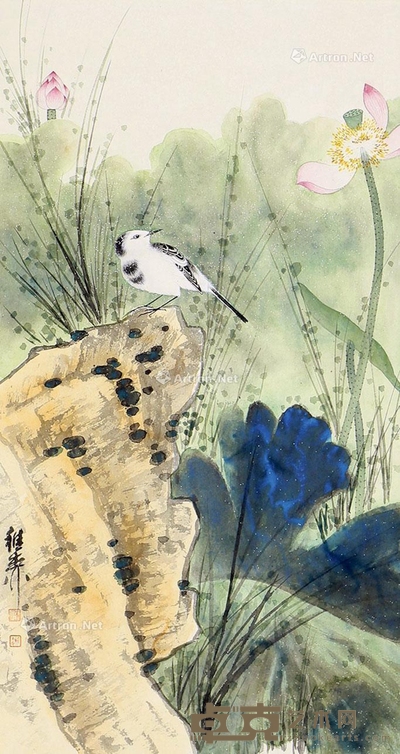 谢稚柳     花鸟 66×35cm