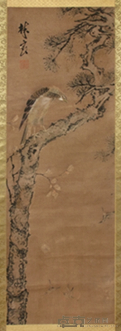 林良 松鹰图 122×41cm