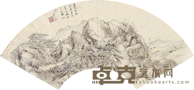 幽山小景 扇面 水墨纸本 18×52cm