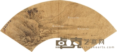 秋江渔艇 扇片 纸本 17.5×53cm
