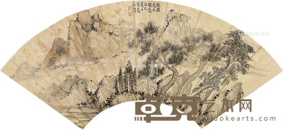 松山小景 扇面 水墨纸本 18×52cm