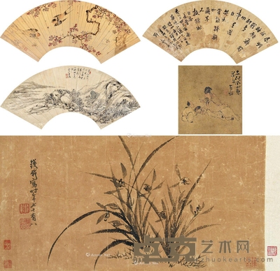 王学浩 王武 等    书画 （五幅） 23×21.5cm；24×48cm；47×50cm×3