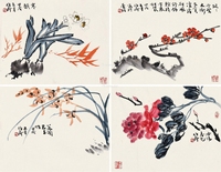 熊伯齐     花卉 （四幅）