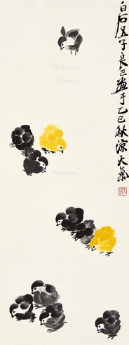 齐良巳     雏鸡图