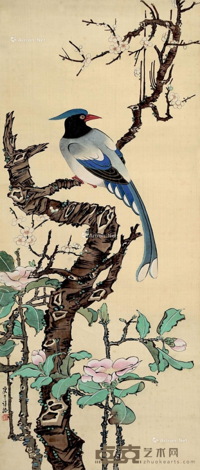 徐操     1930年作 花鸟 83.5×36.5cm
