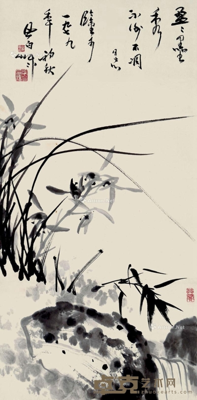 蒋凤白     1979年作 兰石图 69×34cm