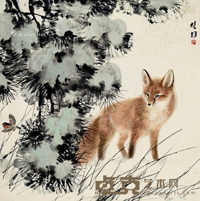 方楚雄 雪狐 67×68cm