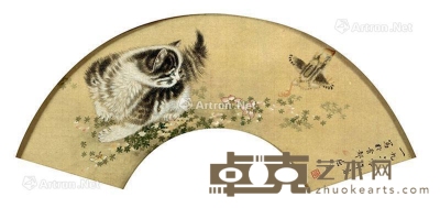 屈贞     1960年作 猫趣图 13×46cm