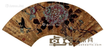 1811年作 花蝶图 扇面 设色纸本 18×51cm