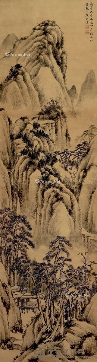 1856年作 山居图 立轴 水墨纸本 176×48cm
